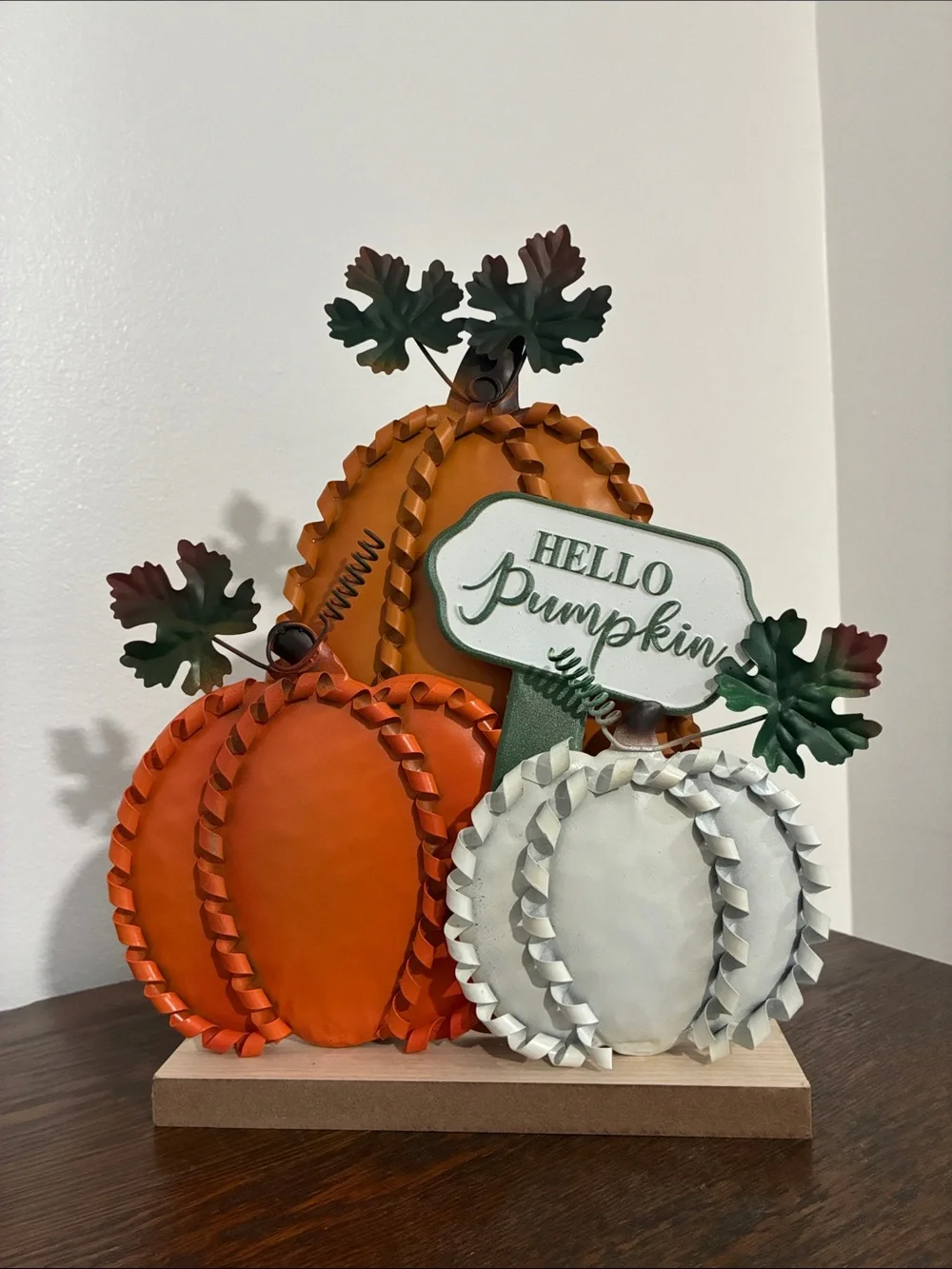 Fall Pumpkin Trio Table Decor - Orange & White